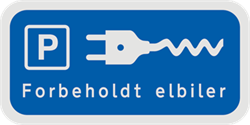 Parkering forbeholdt elbiler ( Blå )